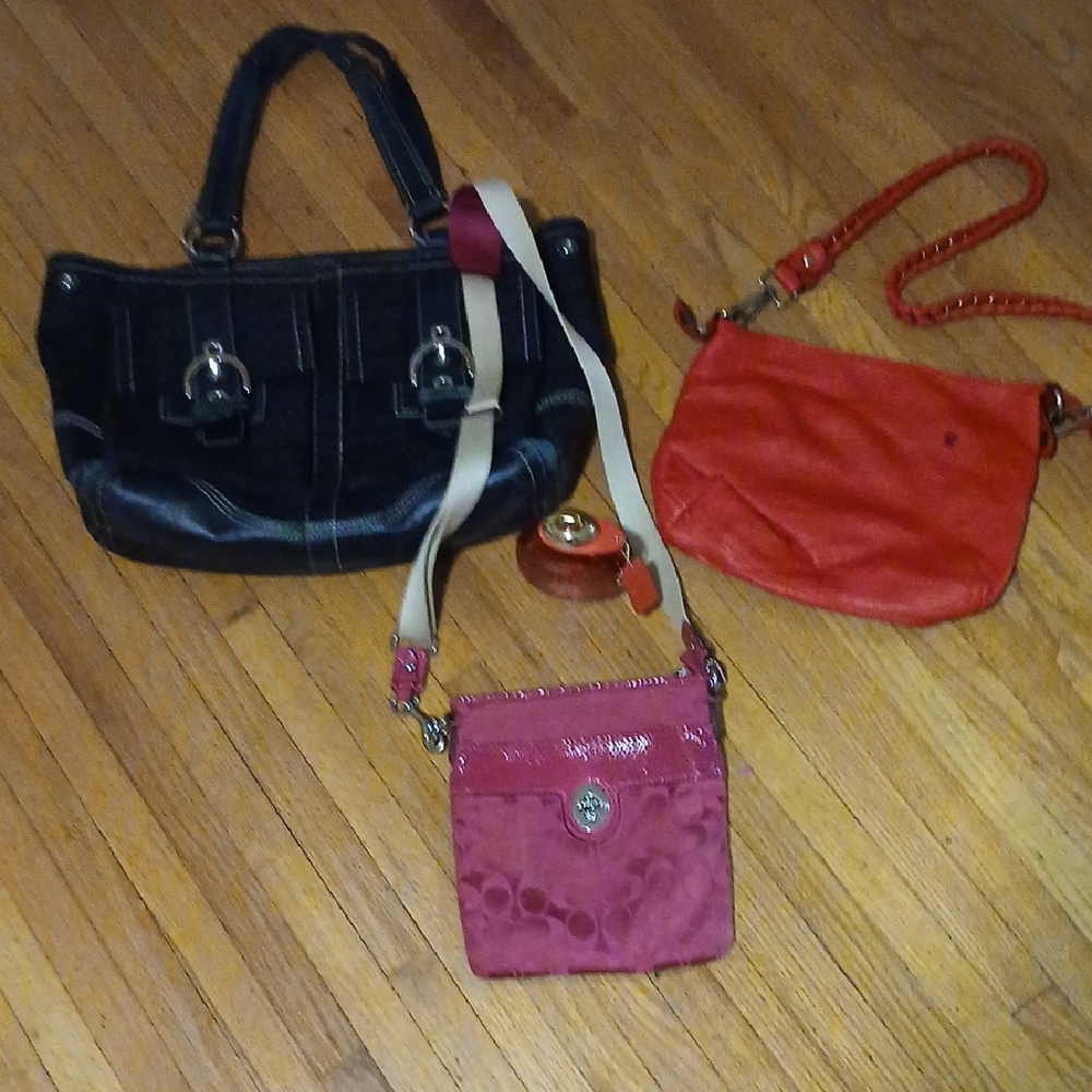 Coach Black, Red, and Pink Shoulder Bag Trio